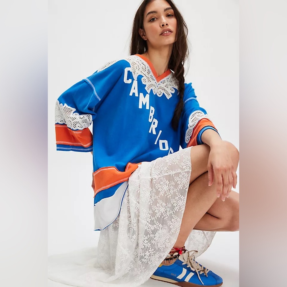 FREE PEOPLE WE THE FREE STANLEY CAMBRIDGE Lace-Trim Top SHIRT XS NWT $148